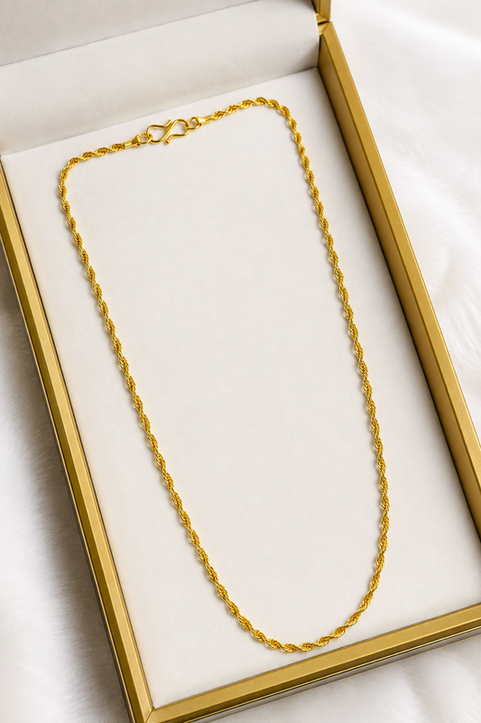 Golden Twisted Rope Chain Necklace