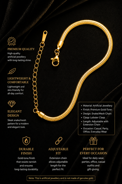Golden Herringbone Mesh Bracelet