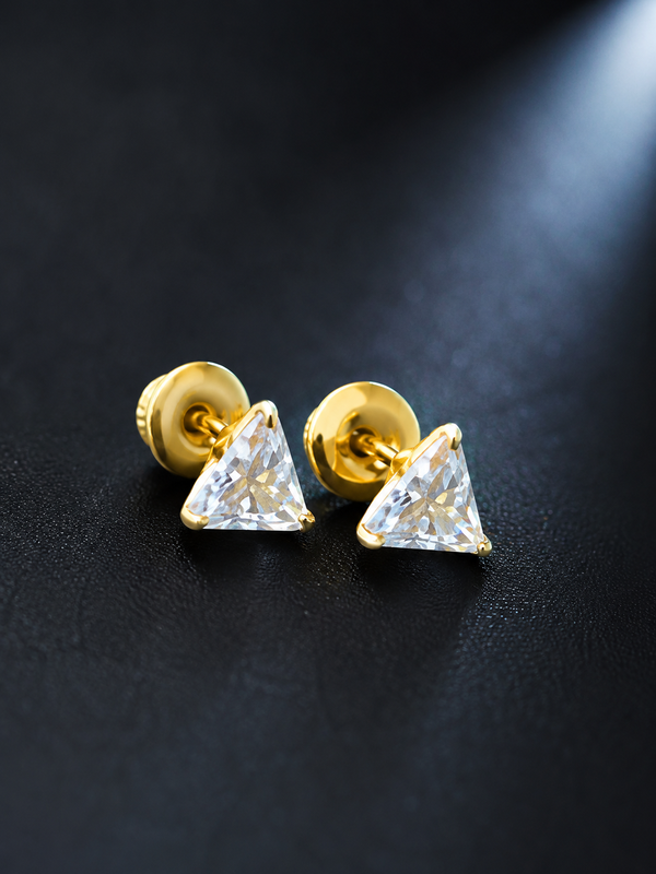 Golden Triangle Crystal Stud Earrings