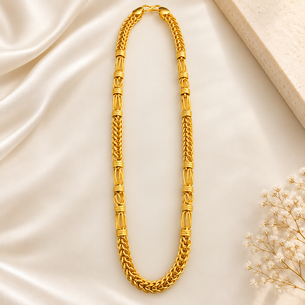 Royal Braided Gold-Tone Designer Chain Necklace