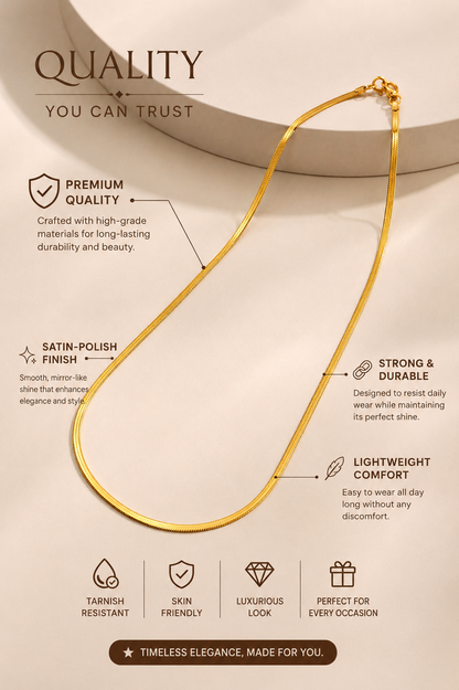 Classic Gold-Tone Herringbone Chain Necklace