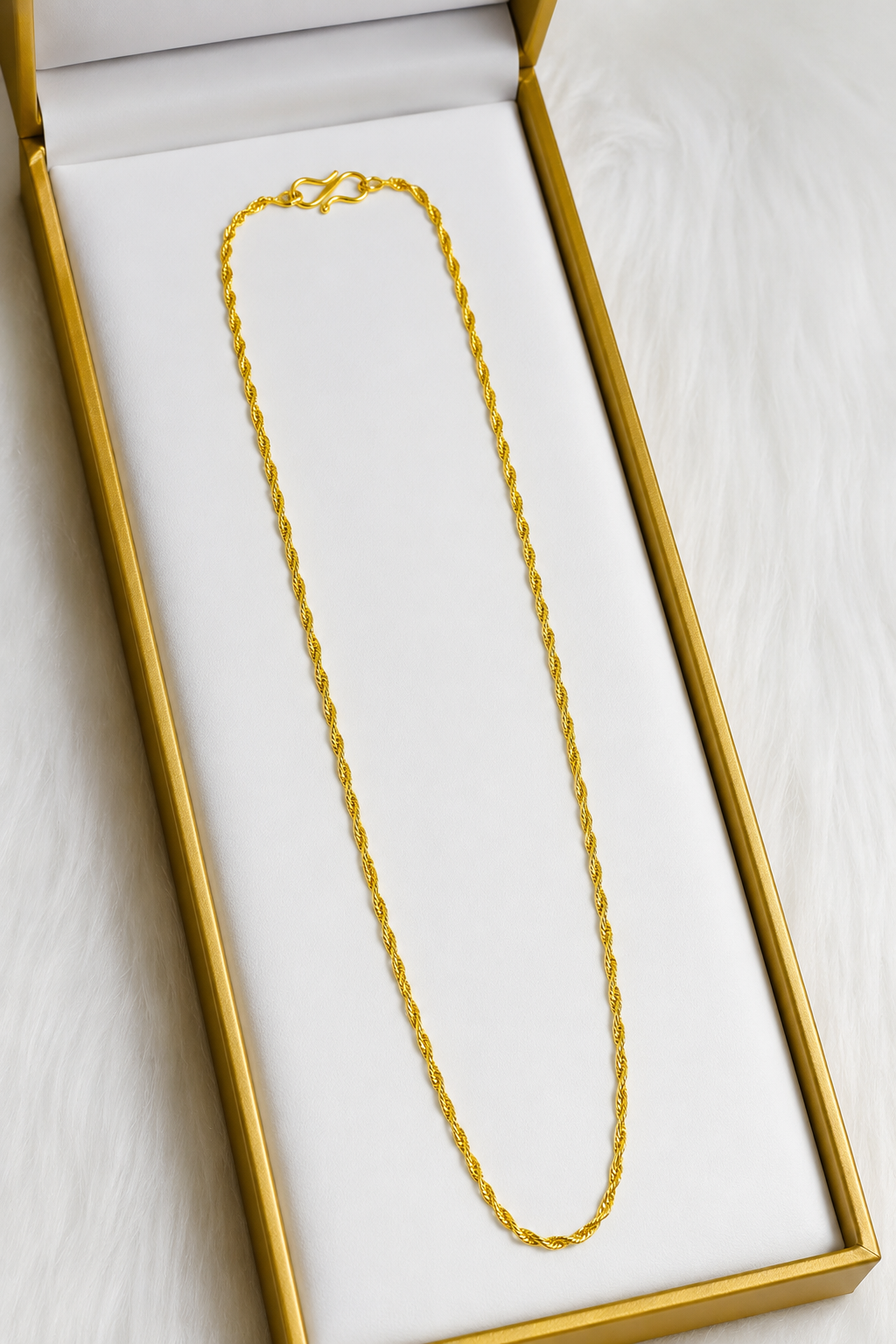 Golden Twisted Rope Chain Necklace
