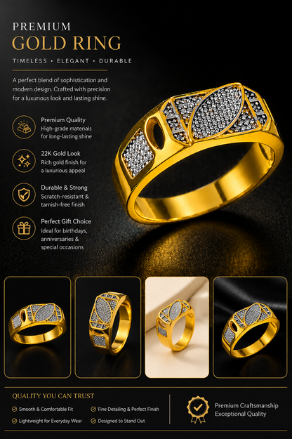 Royal Gold Geometric Statement Ring