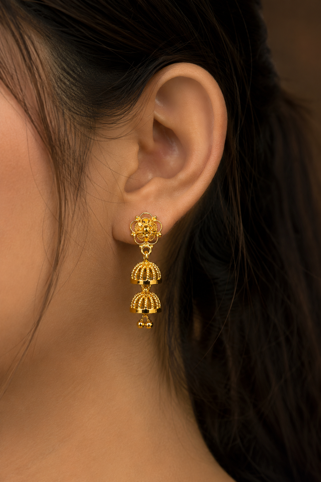 Royal Floral Double Dome Jhumka Earrings