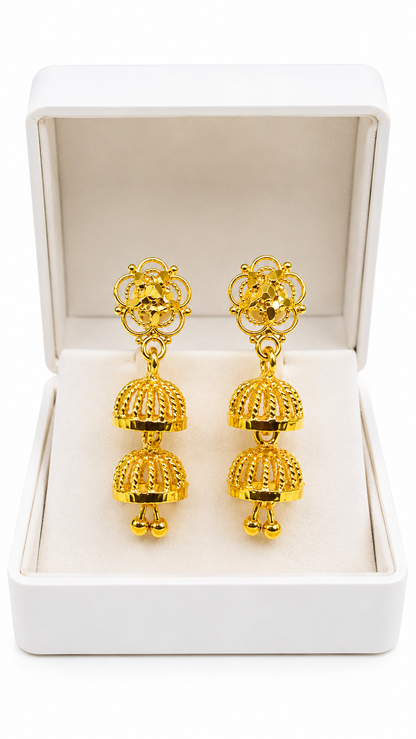 Royal Floral Double Dome Jhumka Earrings
