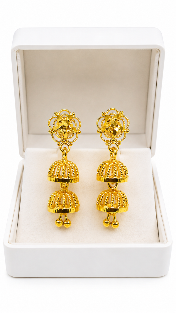 Royal Floral Double Dome Jhumka Earrings