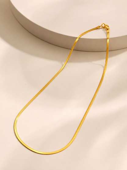 Classic Gold-Tone Herringbone Chain Necklace