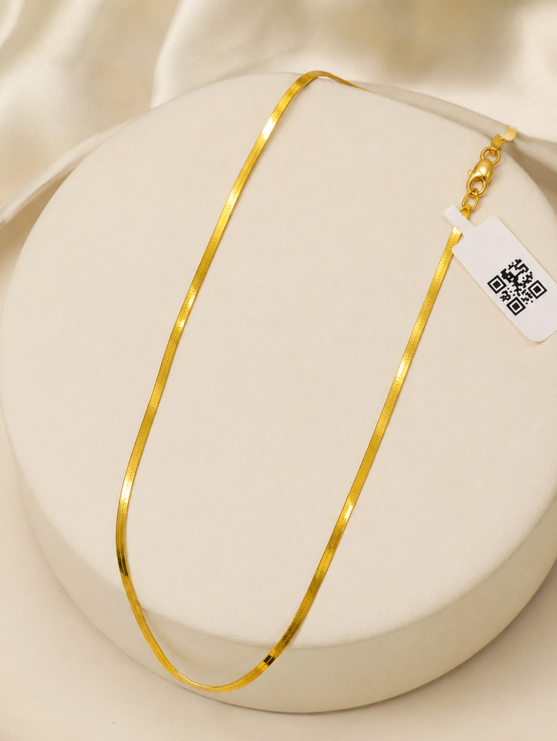 Classic Gold-Tone Herringbone Chain Necklace