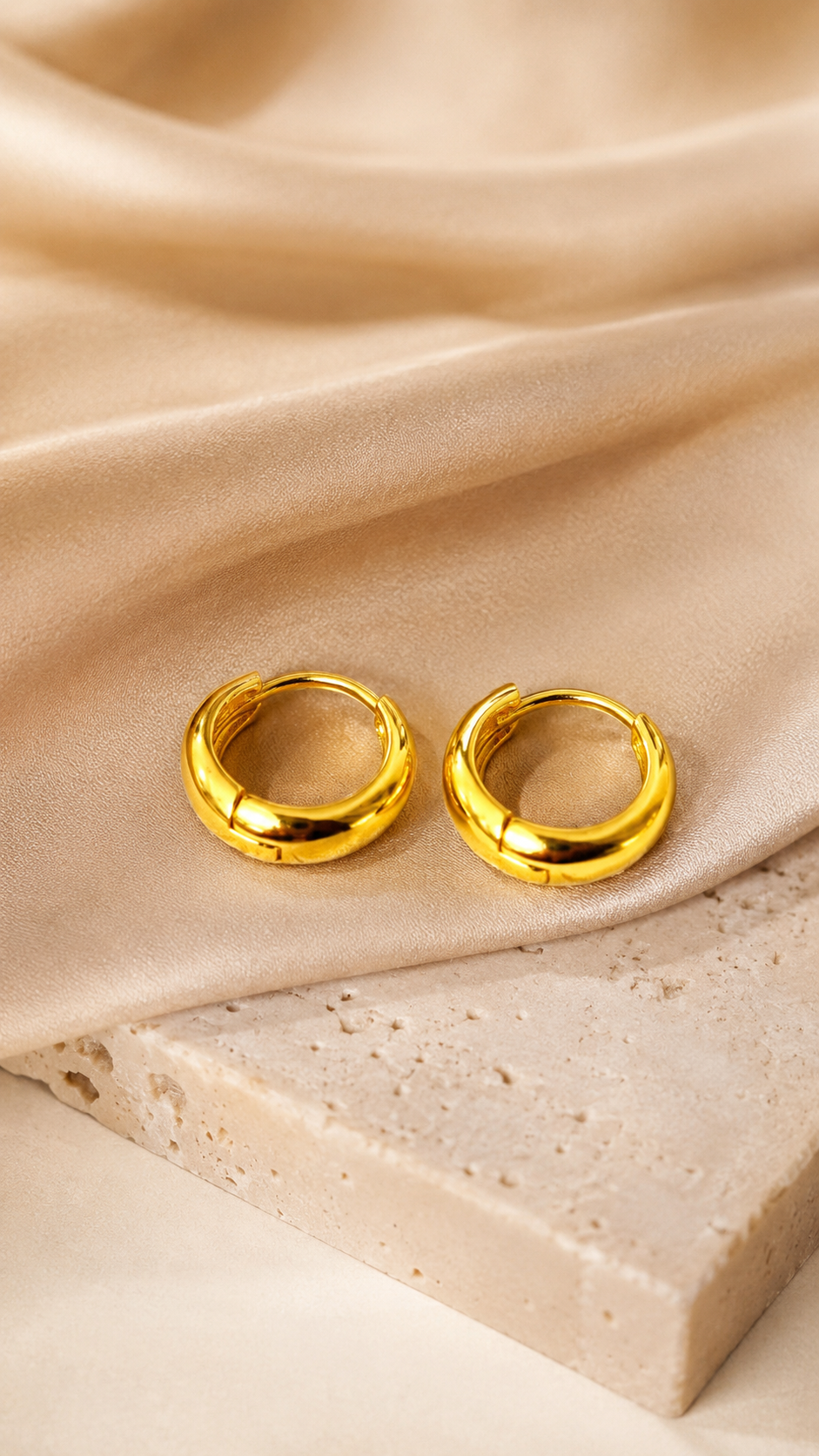 Golden Textured Hoop Earrings – Unisex