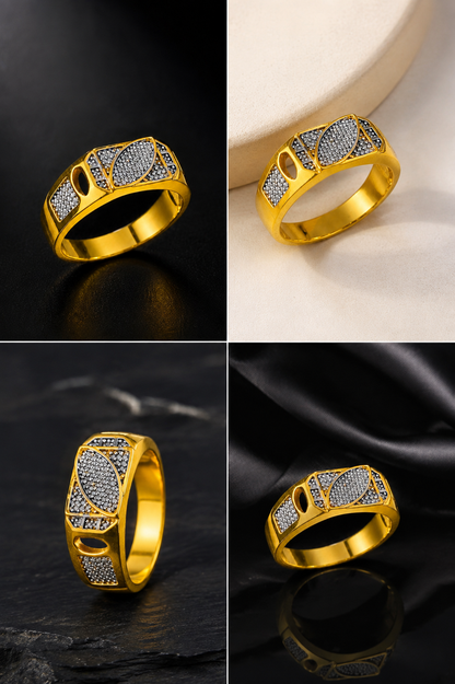 Royal Gold Geometric Statement Ring