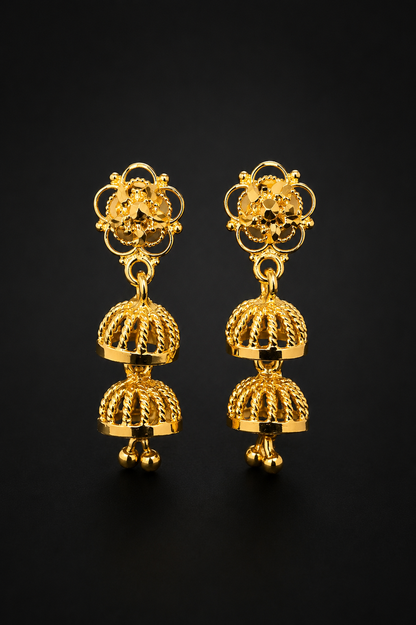 Royal Floral Double Dome Jhumka Earrings