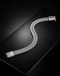 Double Chevron Mesh Link Men’s Silver-Plated Brass Bracelet