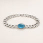 Blue Stone Curb Link Men’s Silver Polish Brass Bracelet