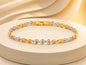 Dual-Tone Floral Link Women’s Brass Bracelet