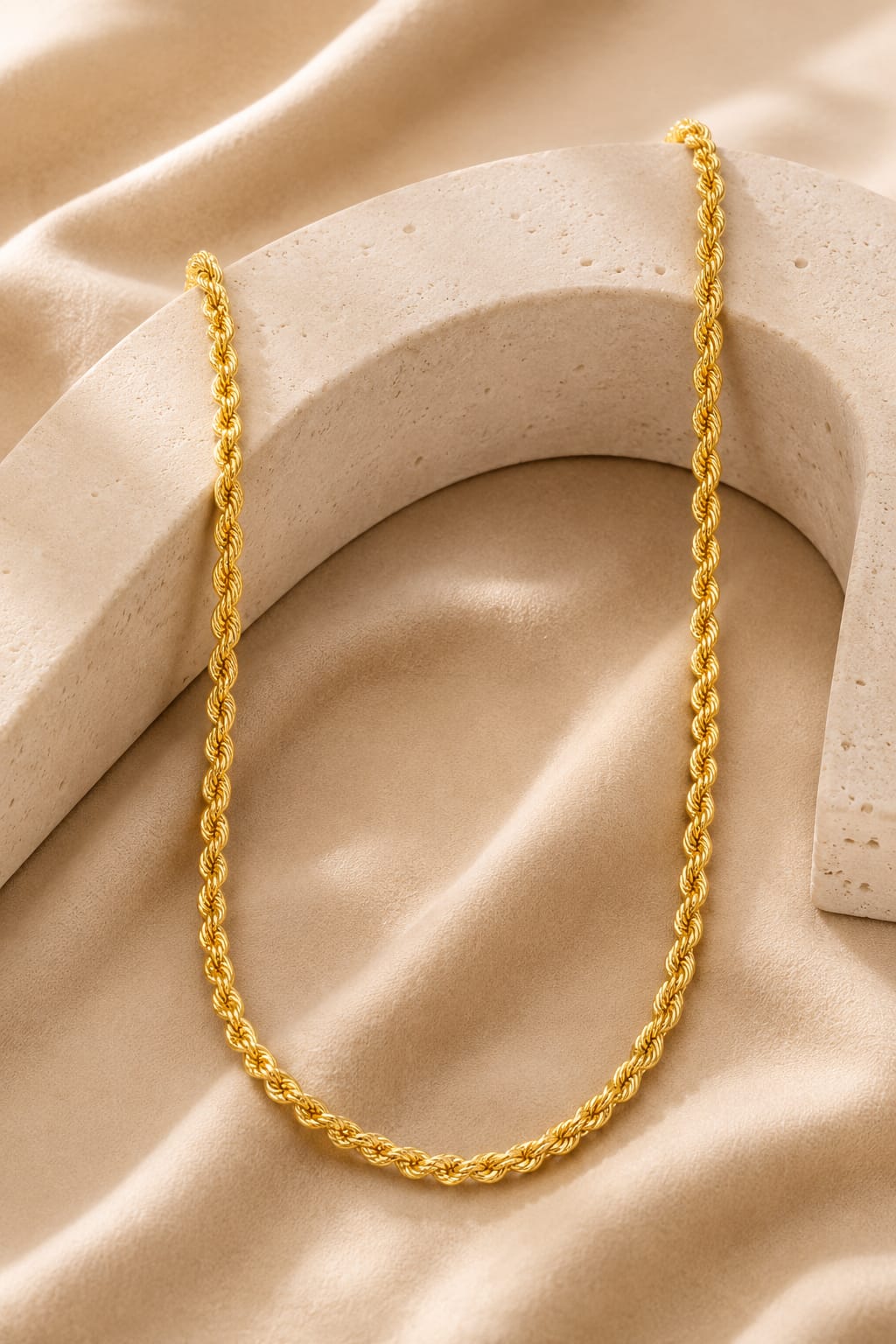 Premium Micro Gold Plated Twisted Rope Chain for Men (15g) | Classic Brass Golden Necklace